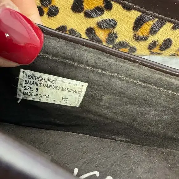 VOLOTILE Animal Print Flats Slip-On Leather Brown Tan Size 8 - Picture 8 of 8